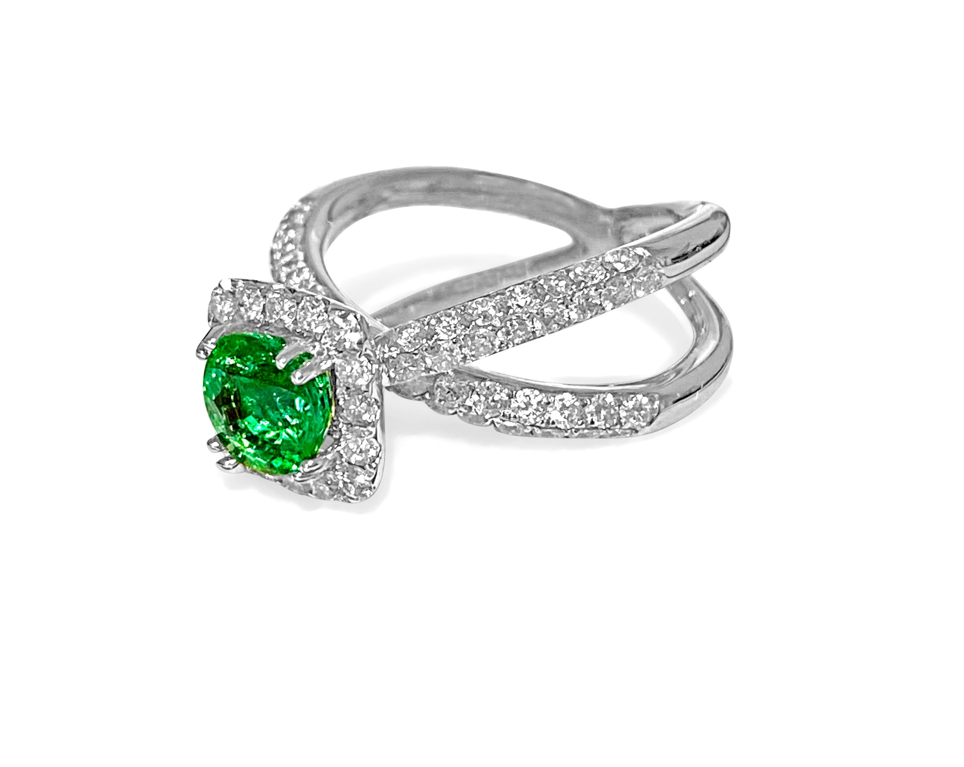 3.00ct Diamond Natural Emerald Ring 18K Gold