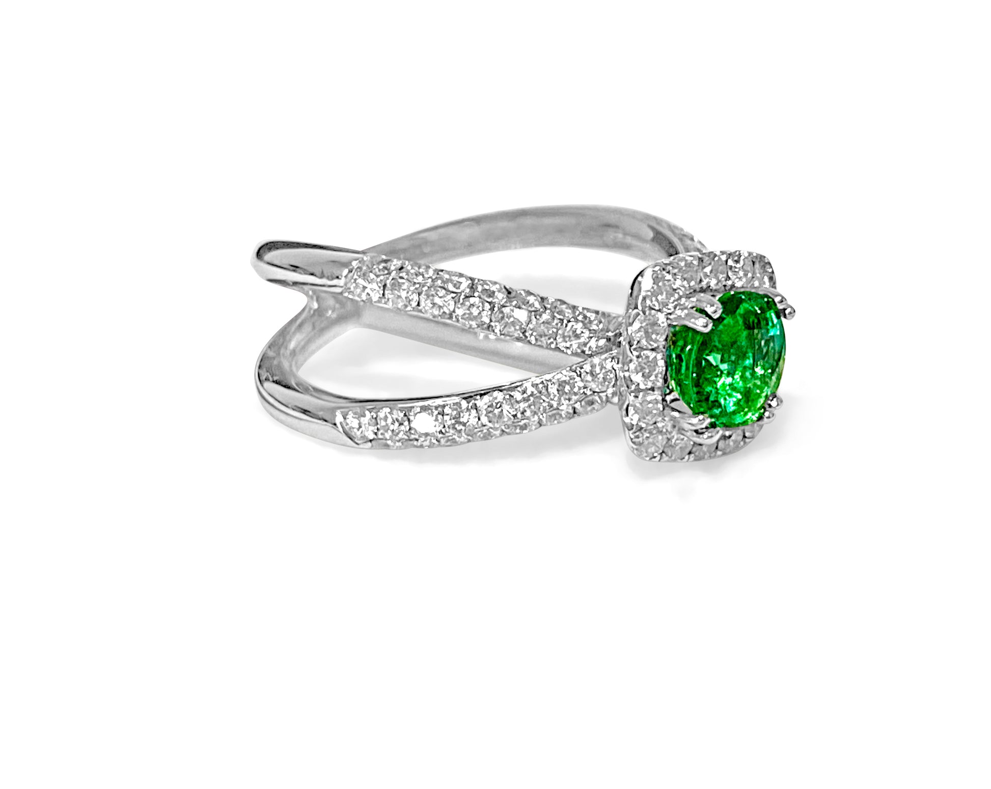 3.00ct Diamond Natural Emerald Ring 18K Gold