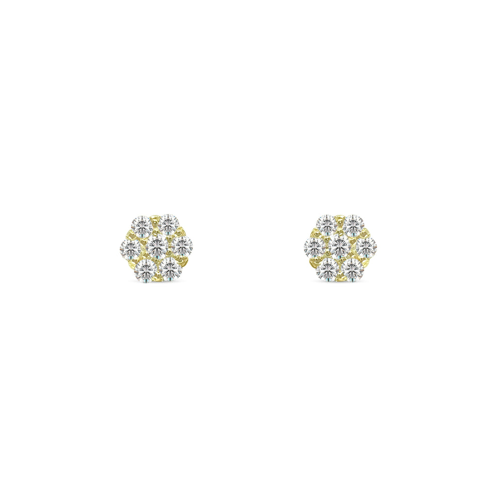 Custom Made 14k gold 1cwt Diamond Cluster Earrings