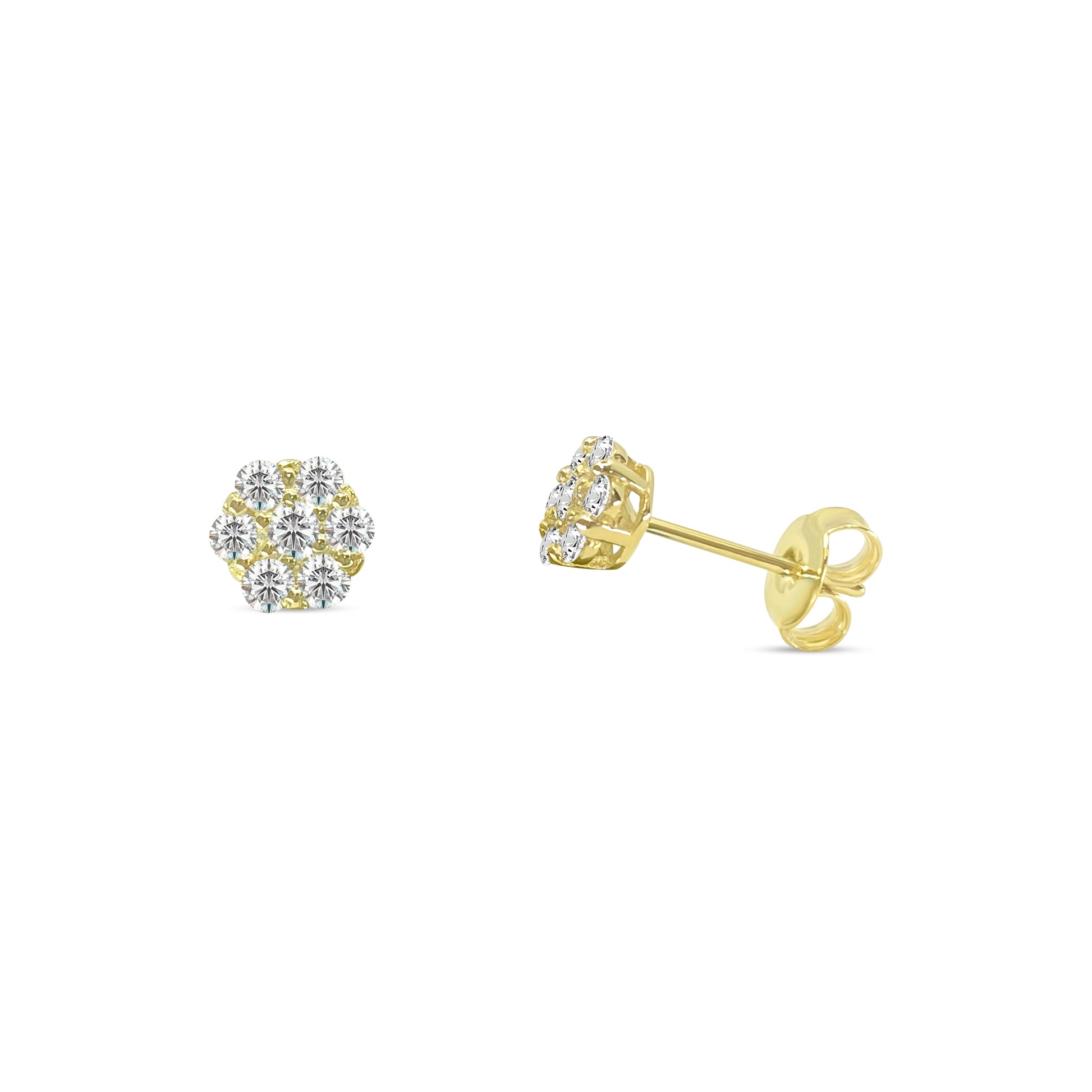 Custom Made 14k gold 1cwt Diamond Cluster Earrings