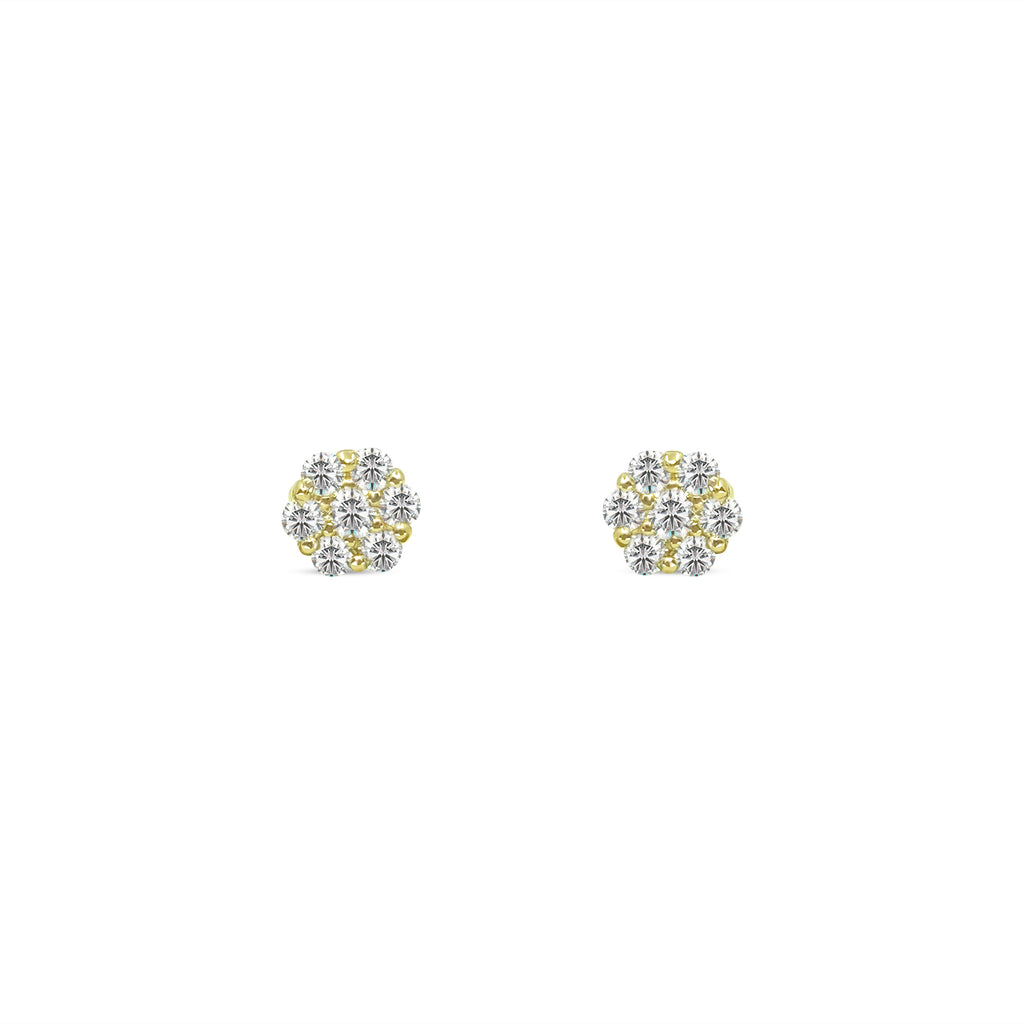Custom Made 14k gold 1cwt Diamond Cluster Earrings