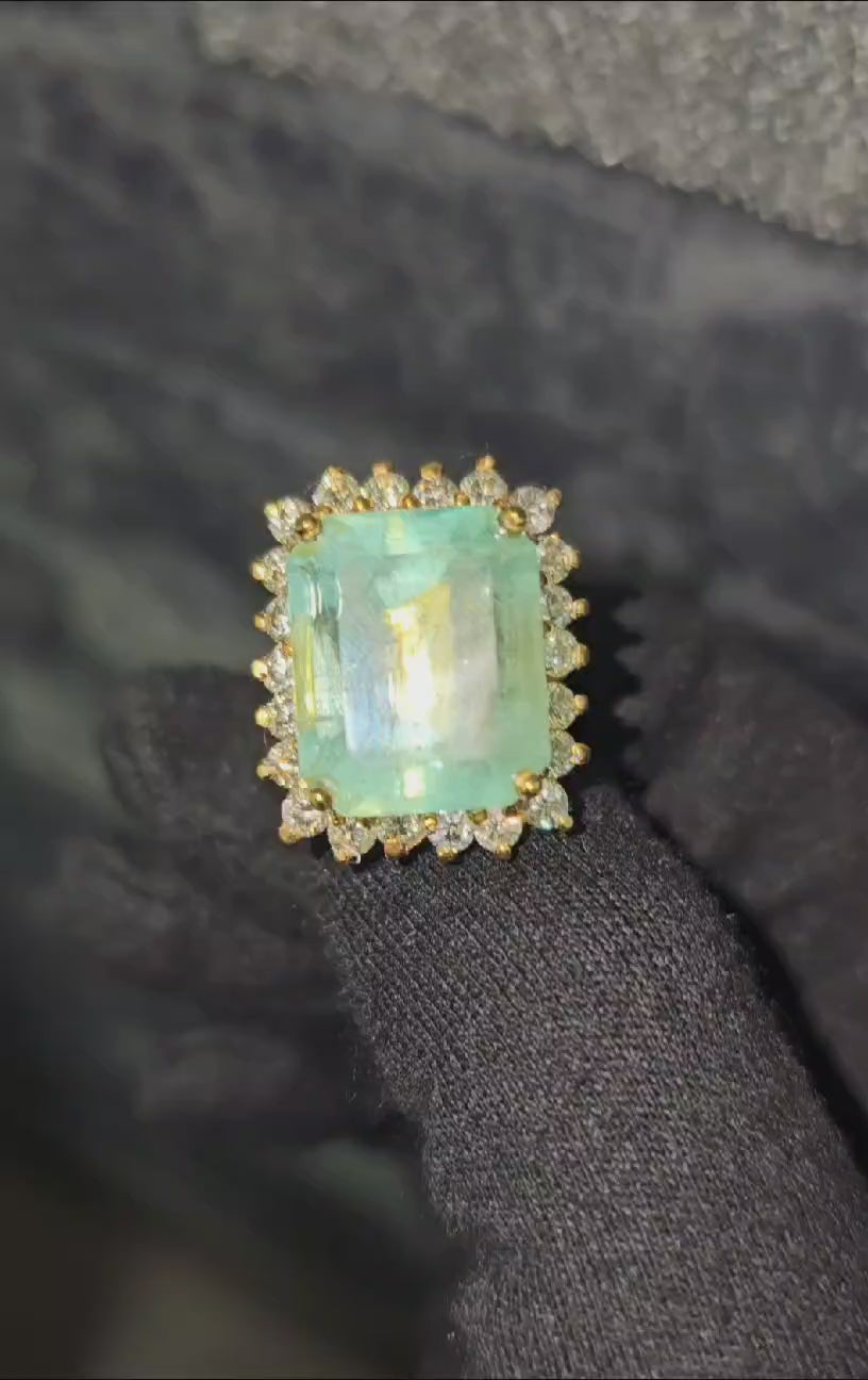 GIA Certified 100% Natural Colombian Emerald Diamond Ring