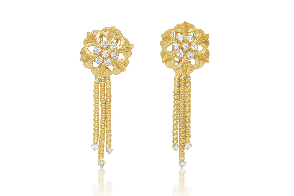 Vintage Womens 2ct Diamond & 18K Gold Dangle Earrings - Prince The Jeweler vintage-womens-2ct-diamond-18k-gold-dangle-earrings, Earrings