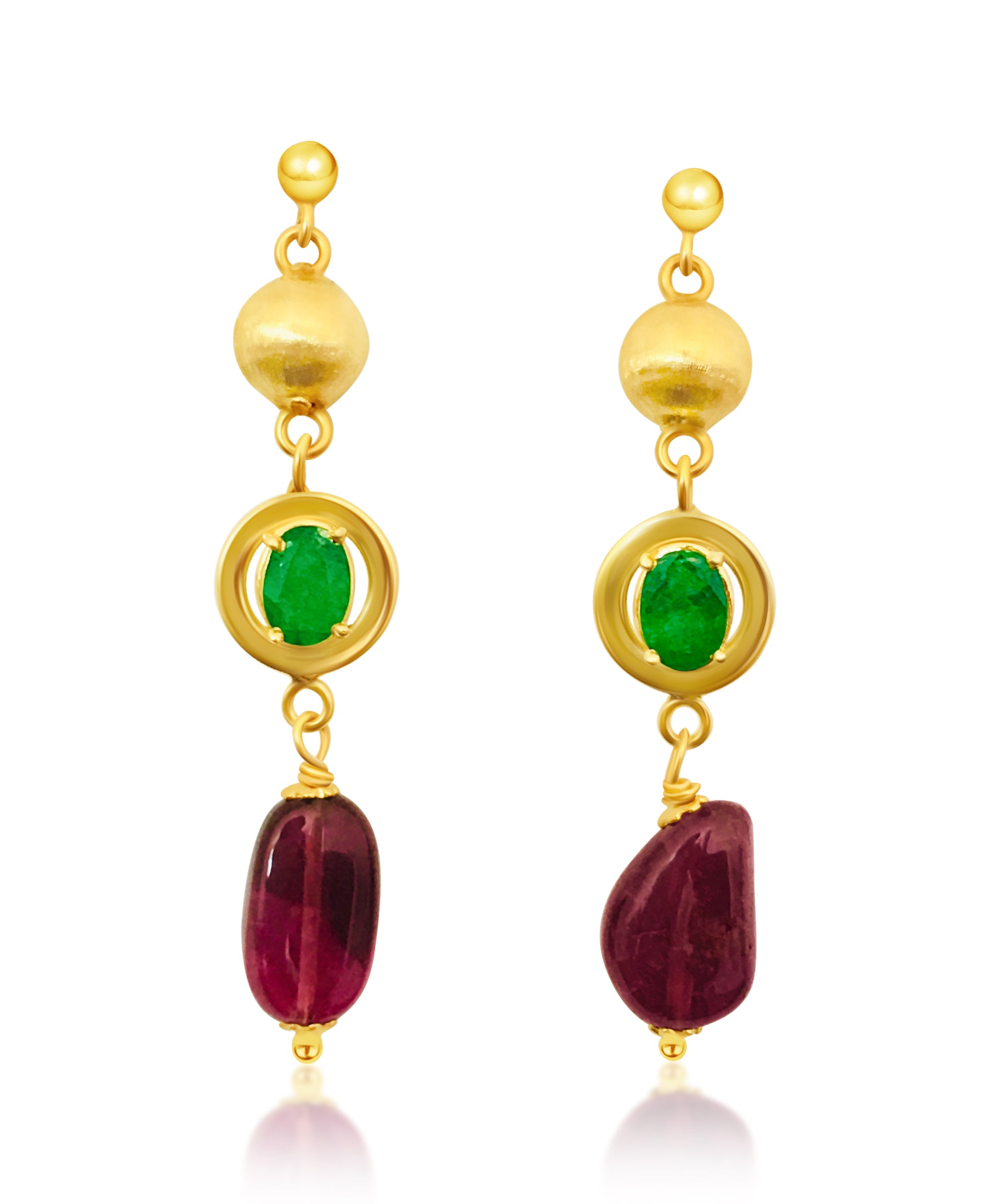 Womens Vintage Emerald, Tourmaline & 14K Gold Earrings - Prince The Jeweler womens-vintage-emerald-tourmaline-14k-gold-earrings, Earrings