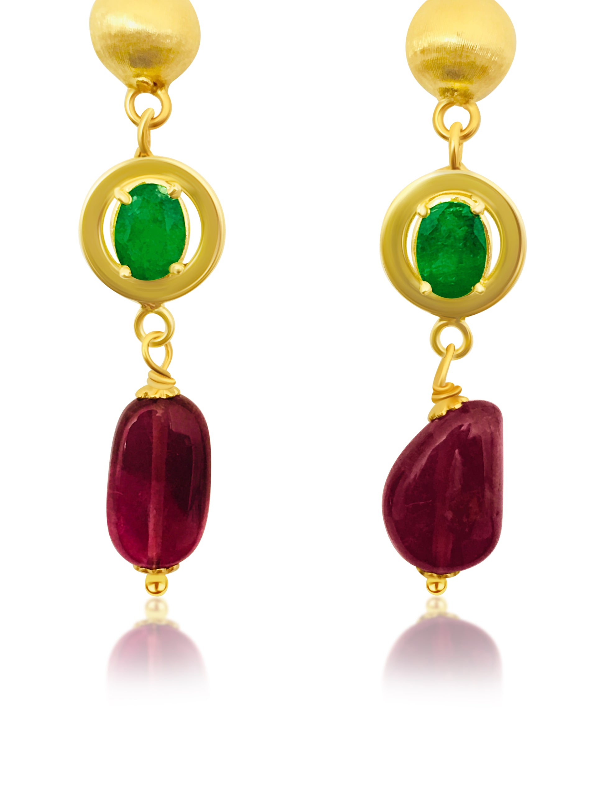 Womens Vintage Emerald, Tourmaline & 14K Gold Earrings - Prince The Jeweler womens-vintage-emerald-tourmaline-14k-gold-earrings, Earrings