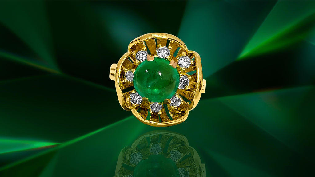 Vintage 18K Gold, 2.90 CT Diamond And Emerald Ring - Prince The Jeweler vintage-18k-gold-2-90-ct-diamond-and-emerald-ring, Rings