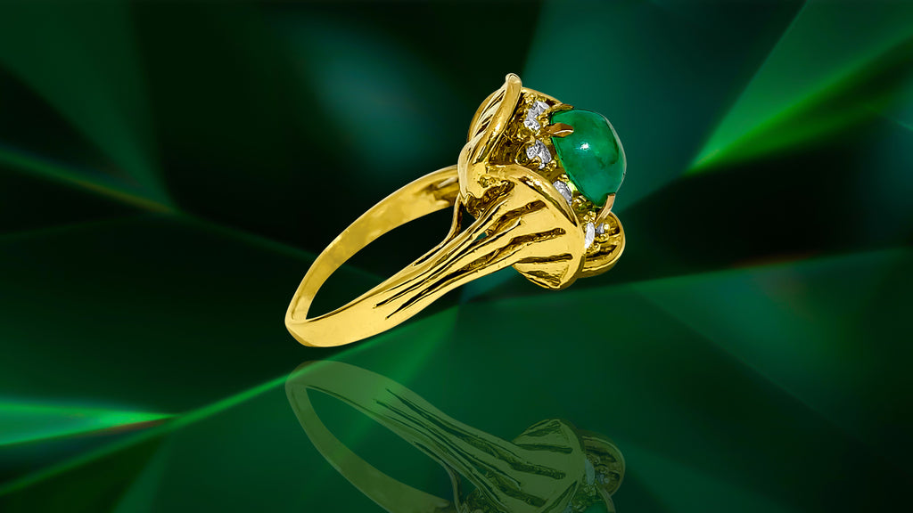 Vintage 18K Gold, 2.90 CT Diamond And Emerald Ring - Prince The Jeweler vintage-18k-gold-2-90-ct-diamond-and-emerald-ring, Rings