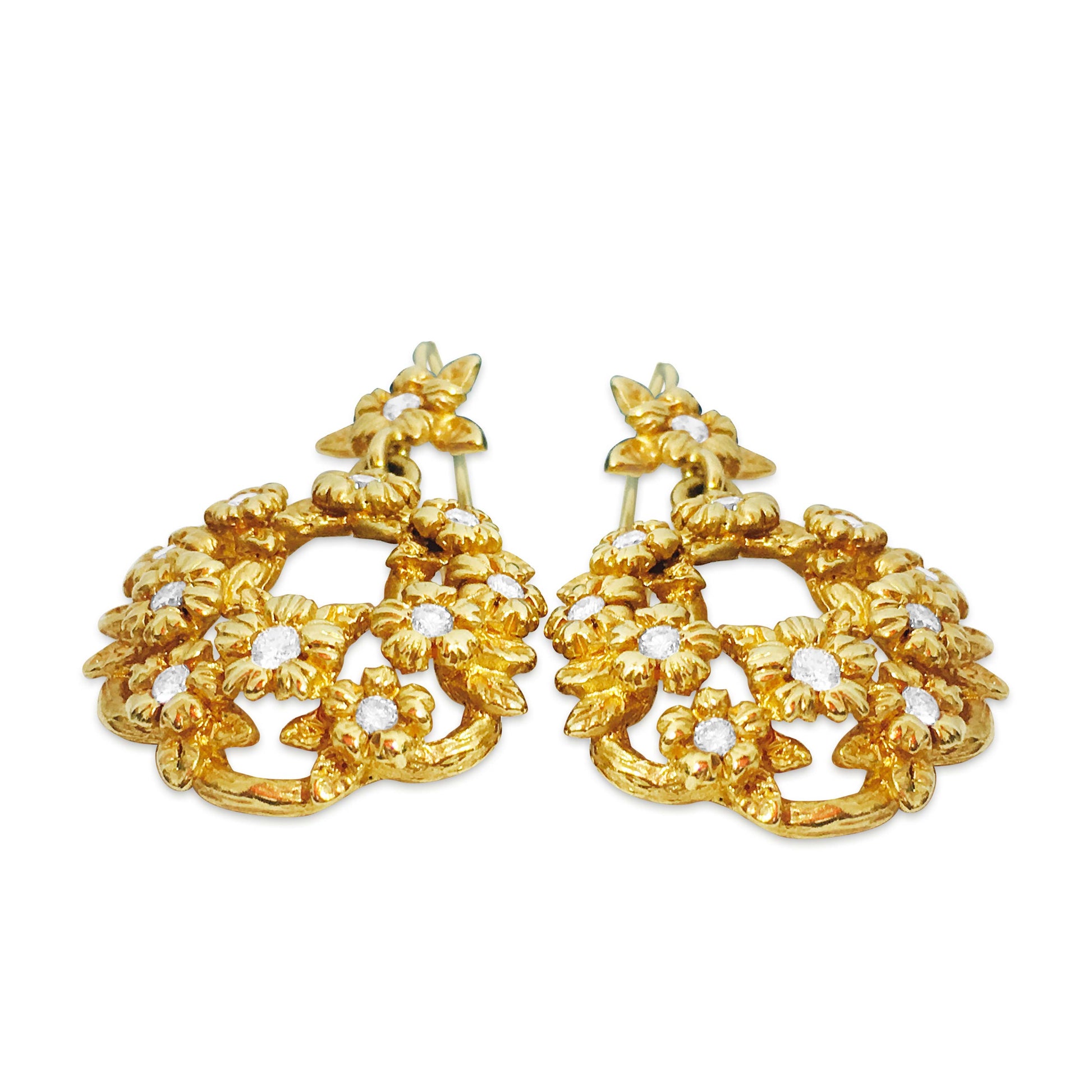 Stephen Dweck 18K Yellow Gold Diamond Dangle Earrings - Prince The Jeweler stephen-dweck-18k-gold-diamonds-earrings, Earrings