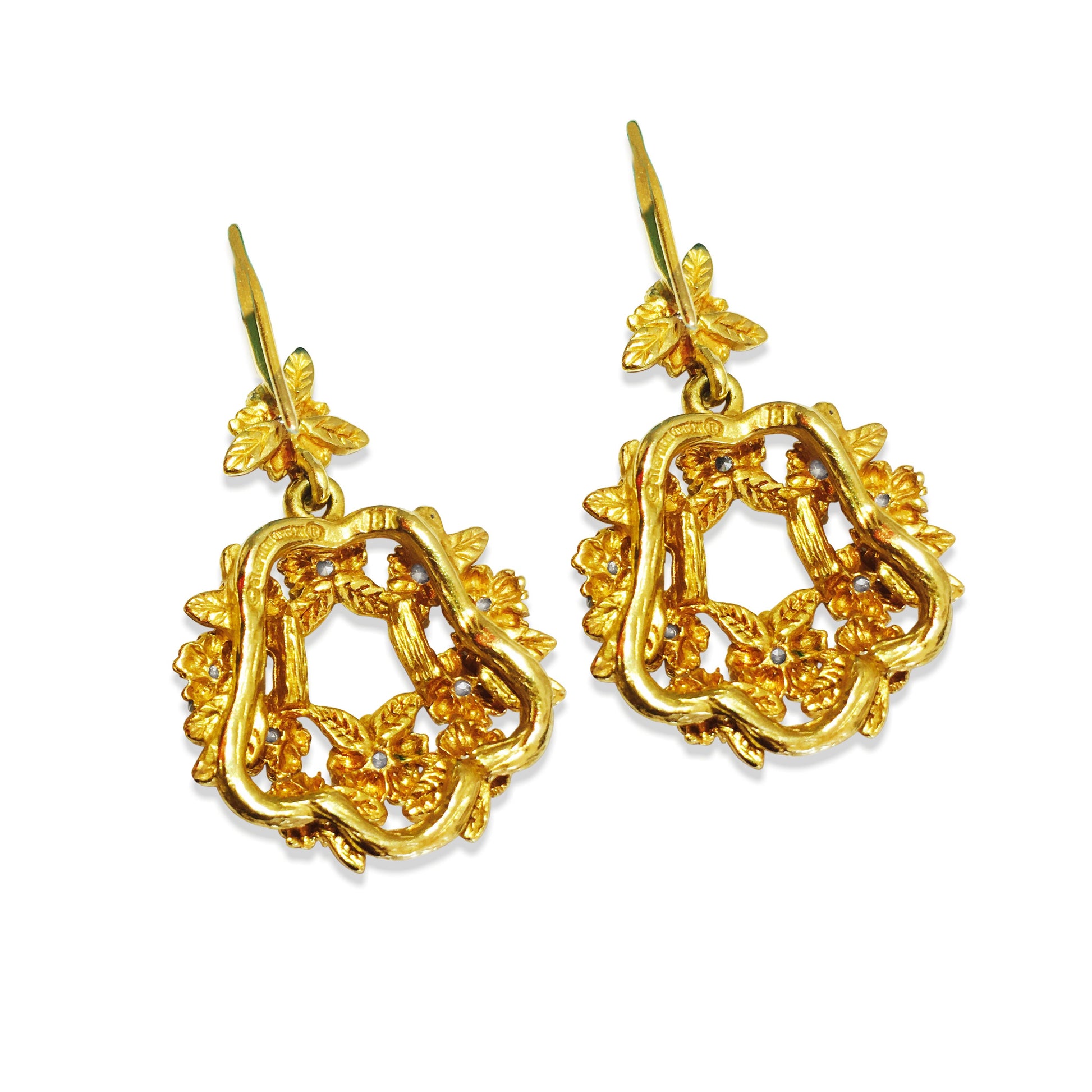 Stephen Dweck 18K Yellow Gold Diamond Dangle Earrings - Prince The Jeweler stephen-dweck-18k-gold-diamonds-earrings, Earrings