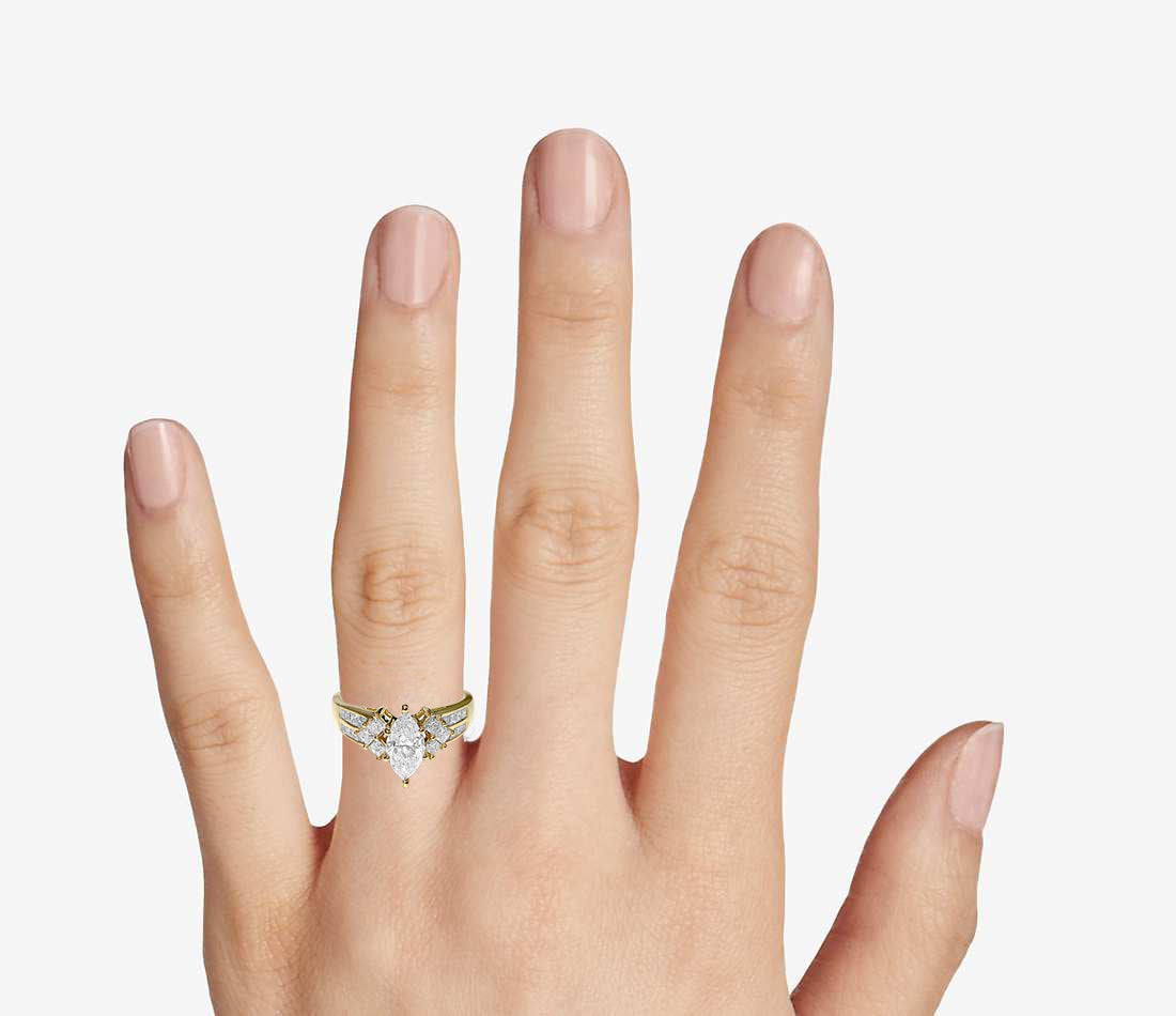 14K Yellow gold. 0.80CT Marquise Cut Diamond Ring - Prince The Jeweler 14k-yellow-gold-0-80ct-marquise-cut-diamond-ring, Rings