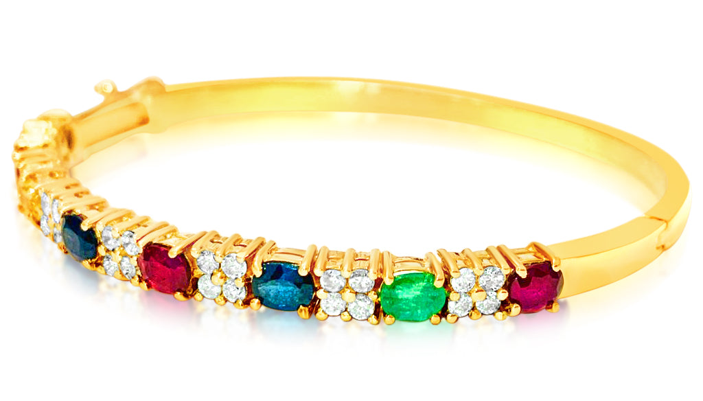 Precious Multi Gemstone & Diamond Bracelet in 18k gold - Prince The Jeweler precious-multi-gemstone-diamond-bracelet-in-18k-gold, Bracelets
