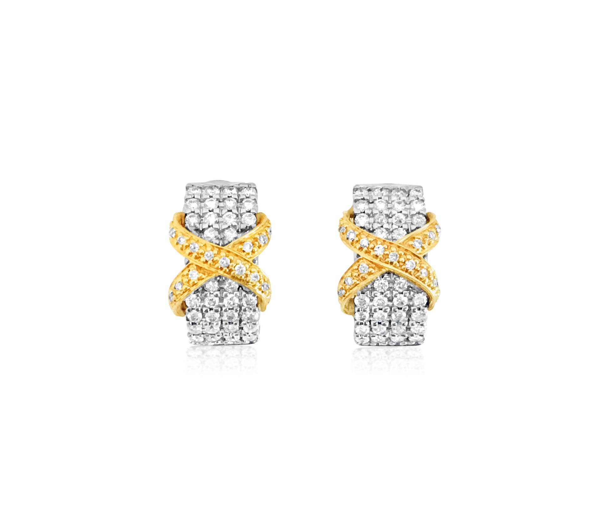 18K Gold Two Tone 2.00 Carat Diamond Earrings - Prince The Jeweler 18k-gold-two-tone-2-00-carat-diamond-earrings, Earrings