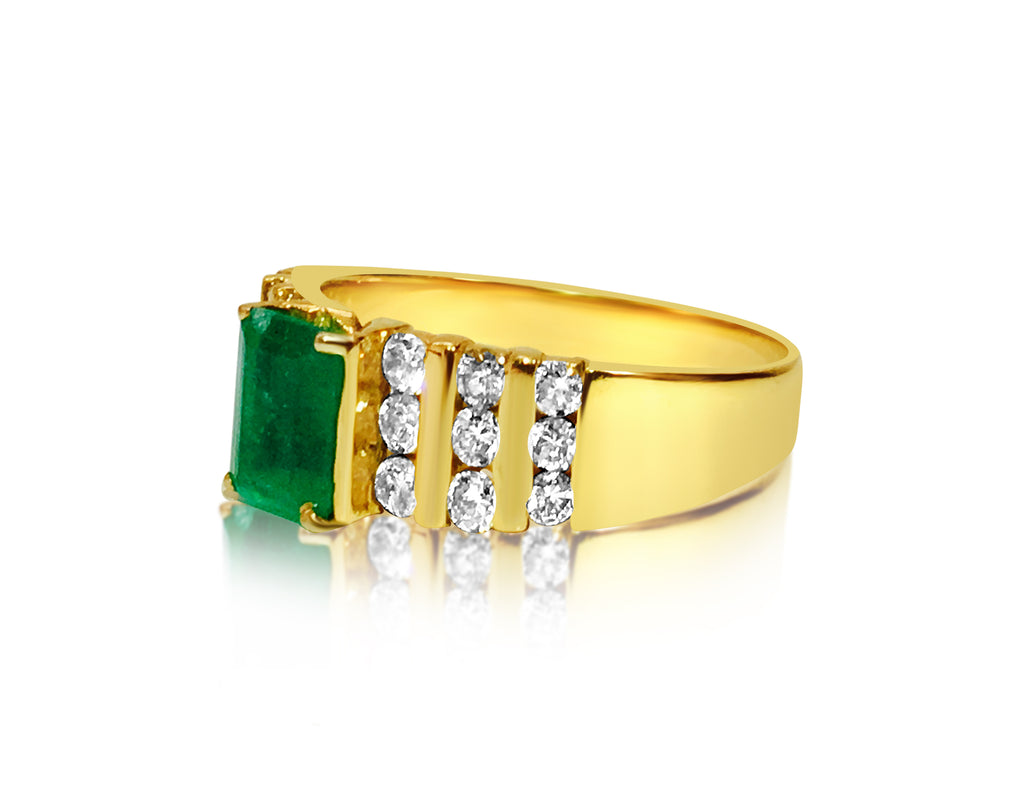 14k Yellow Gold. 2.70 Carat Diamond Emerald Ring - Prince The Jeweler 14k-yellow-gold-2-70-carat-diamond-emerald-ring, Rings