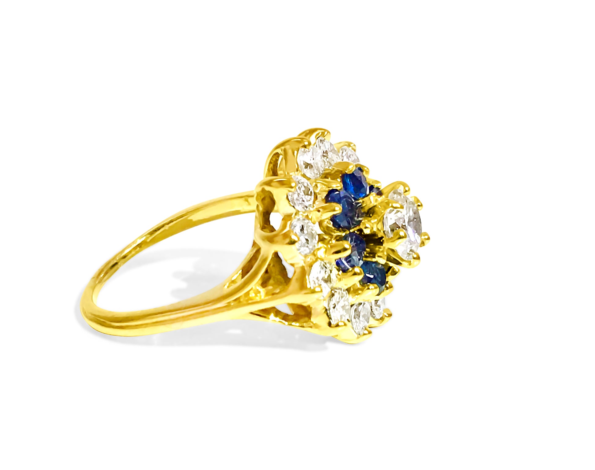 18K Gold. 2.12 Carat Diamond and Blue Sapphire Ring - Prince The Jeweler 18k-gold-2-12-carat-diamond-and-blue-sapphire-ring, Rings