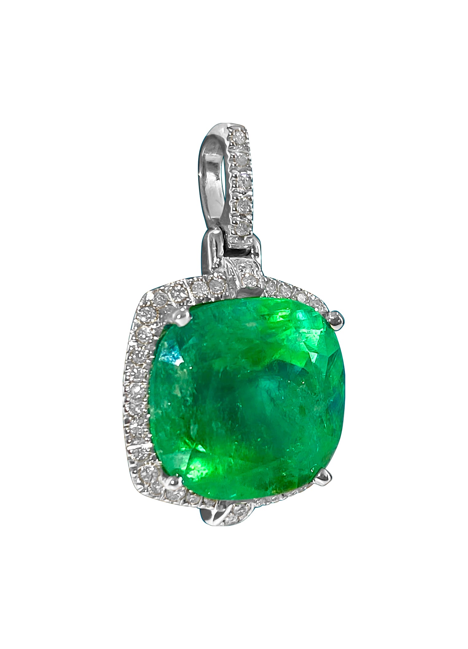9.65 CT Colombian Emerald & Diamond Necklace, 14K Gold - Prince The Jeweler 9-65-ct-colombian-emerald-diamond-necklace-14k-gold, Necklaces & Pendants