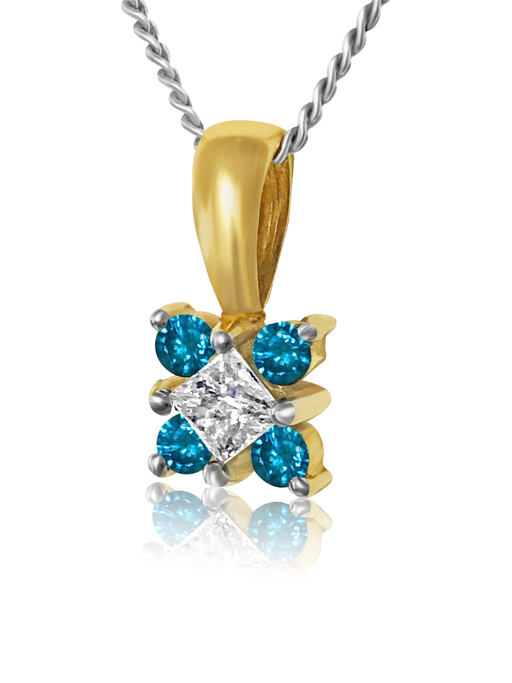 0.60 carat diamond & Blue Diamond in 14k gold pendant. - Prince The Jeweler 0-60-carat-diamond-blue-diamond-in-14k-gold-pendant, Necklaces & Pendants