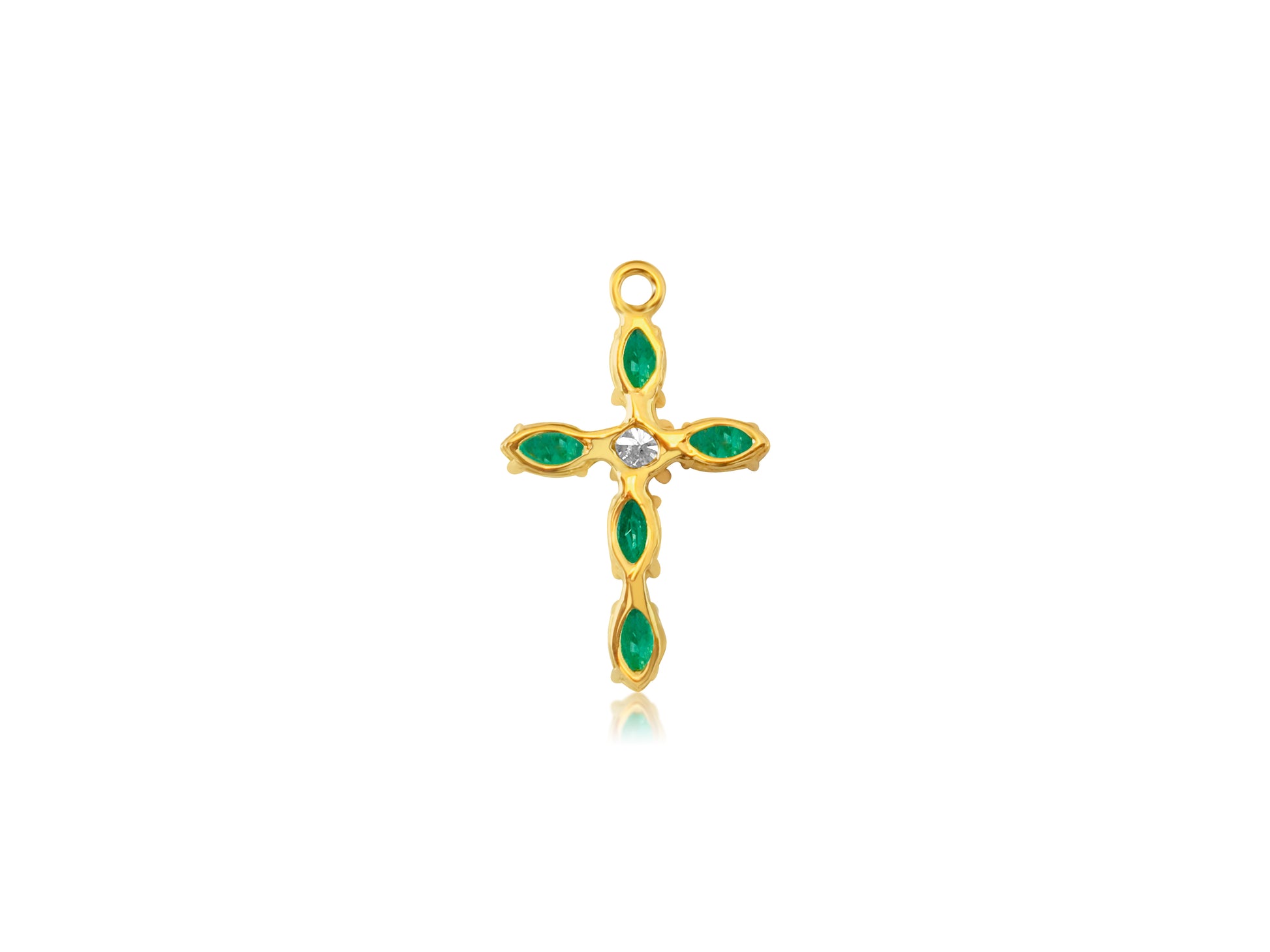 Vintage Religious Diamond & Emerald Cross in 14K - Prince The Jeweler vintage-religious-diamond-emerald-cross-in-14k, Necklaces & Pendants