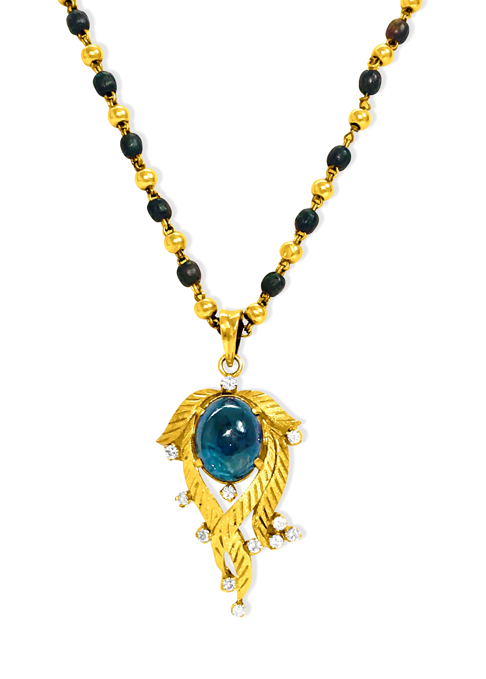 18K Gold, Natural Blue Sapphire and Diamond Necklace - Prince The Jeweler 18k-gold-natural-blue-sapphire-and-diamond-necklace, Necklaces & Pendants, wk_end_auction