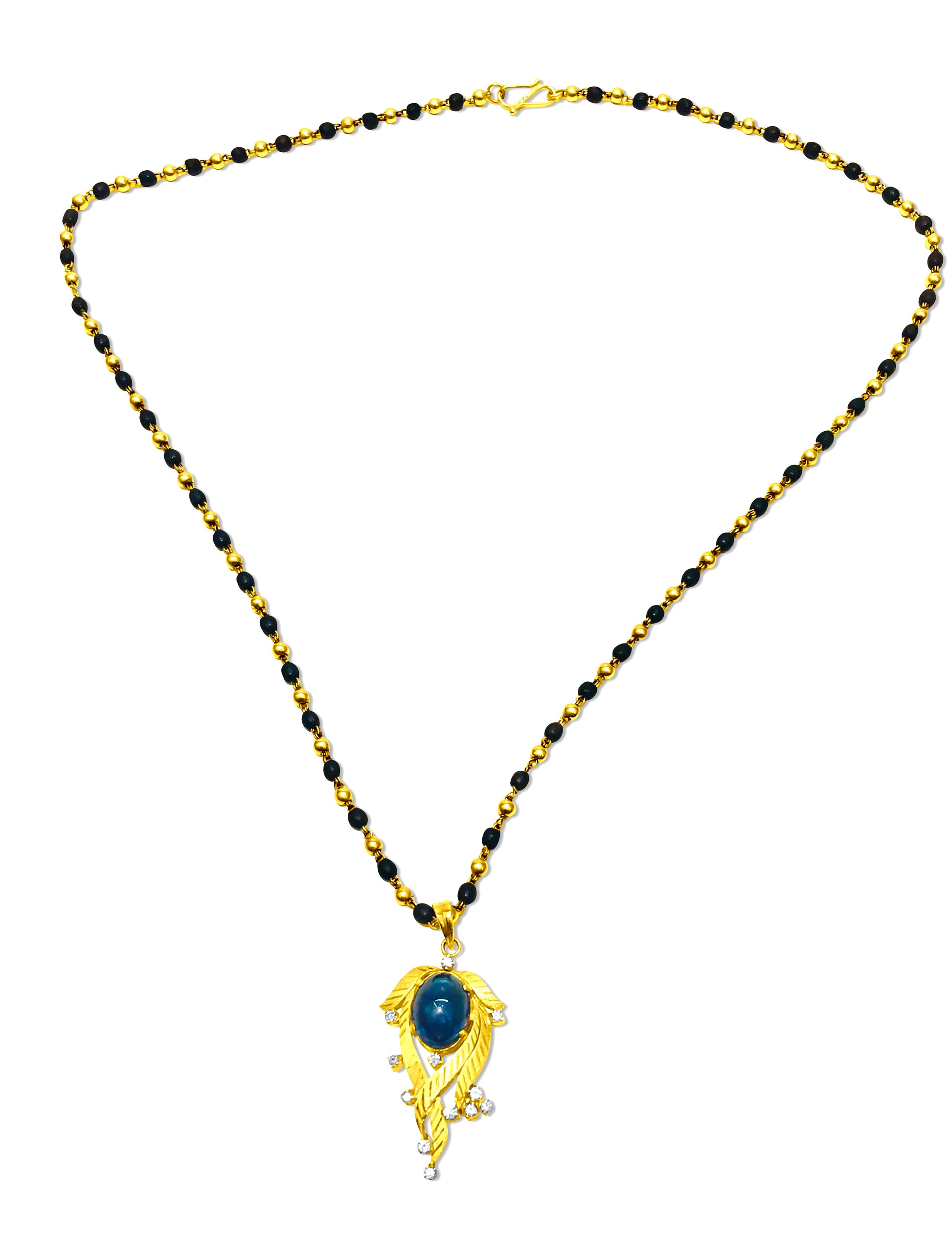 18K Gold, Natural Blue Sapphire and Diamond Necklace - Prince The Jeweler 18k-gold-natural-blue-sapphire-and-diamond-necklace, Necklaces & Pendants, wk_end_auction
