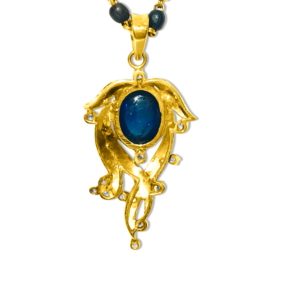 18K Gold, Natural Blue Sapphire and Diamond Necklace - Prince The Jeweler 18k-gold-natural-blue-sapphire-and-diamond-necklace, Necklaces & Pendants, wk_end_auction