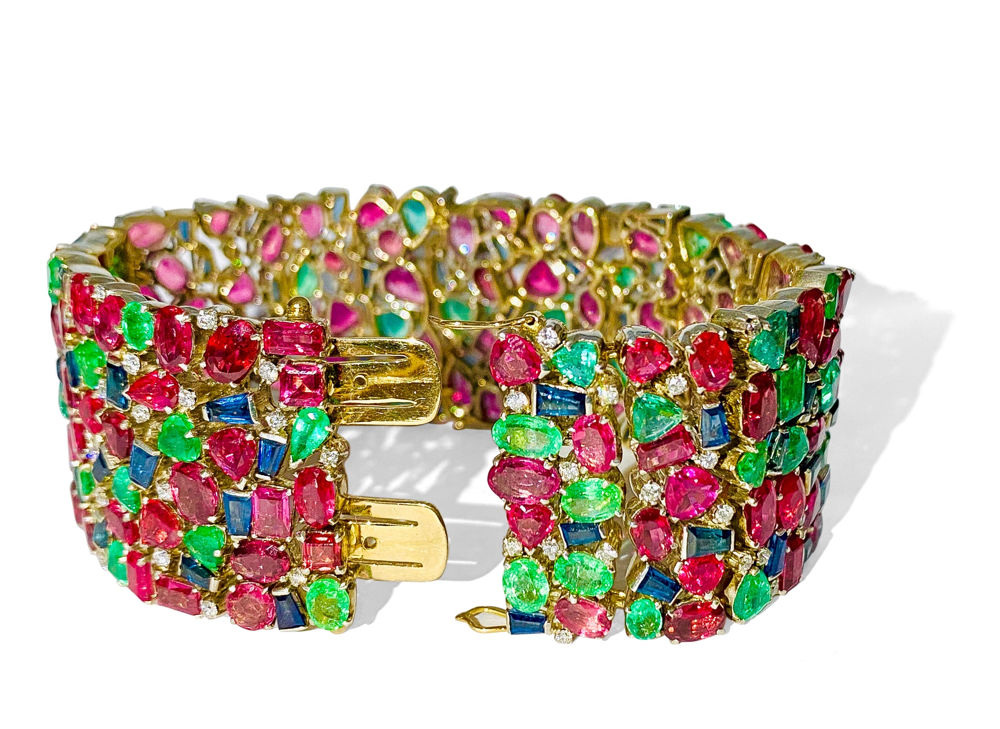 Mughal Empire: Burma Ruby, Emerald & Sapphire Bracelet - Prince The Jeweler mughal-empire-burma-ruby-emerald-sapphire-bracelet, Bracelets, wk_end_auction