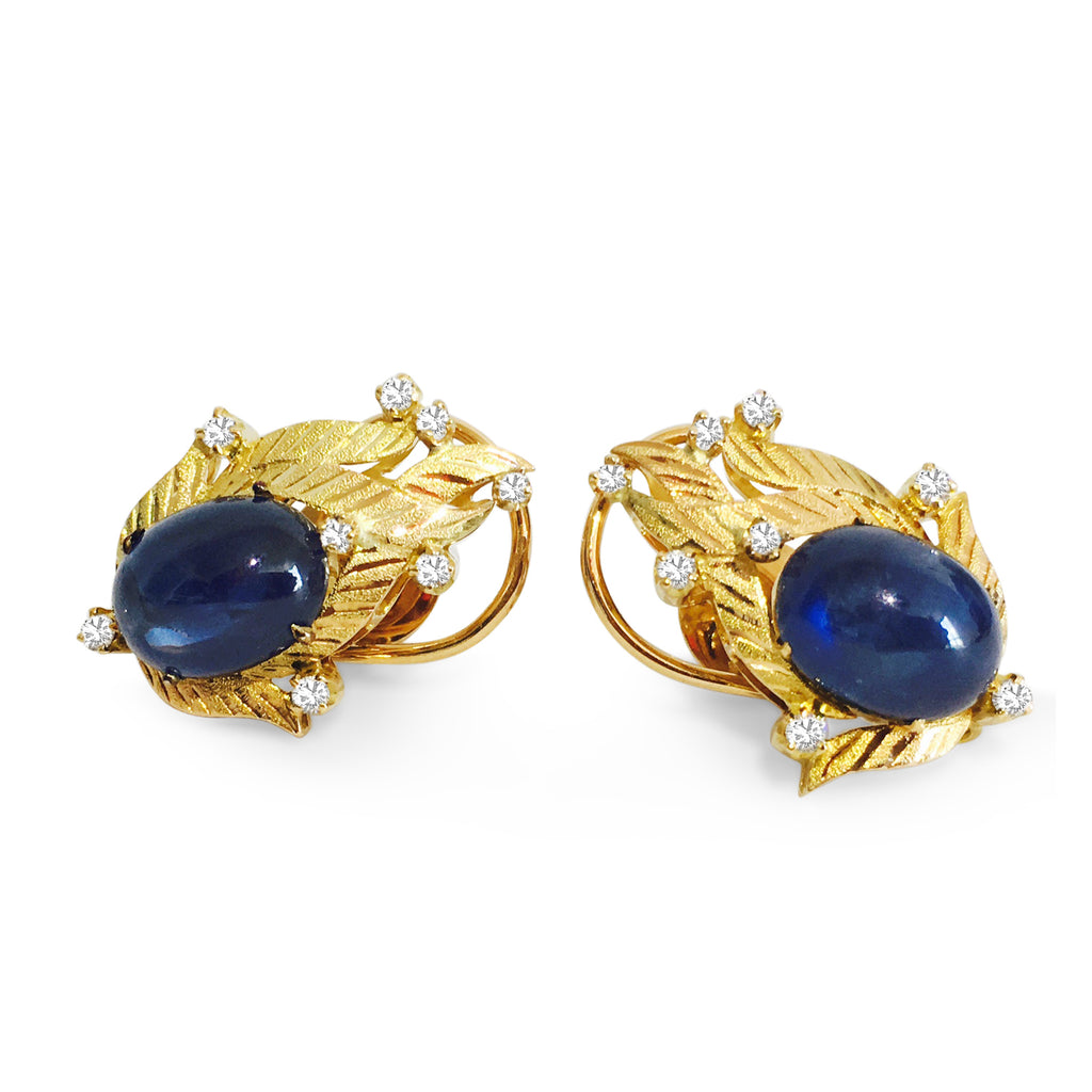 (GIA) 18K, Natural Blue Sapphire & Diamond Earrings - Prince The Jeweler gia-18k-natural-blue-sapphire-diamond-earrings, Earrings