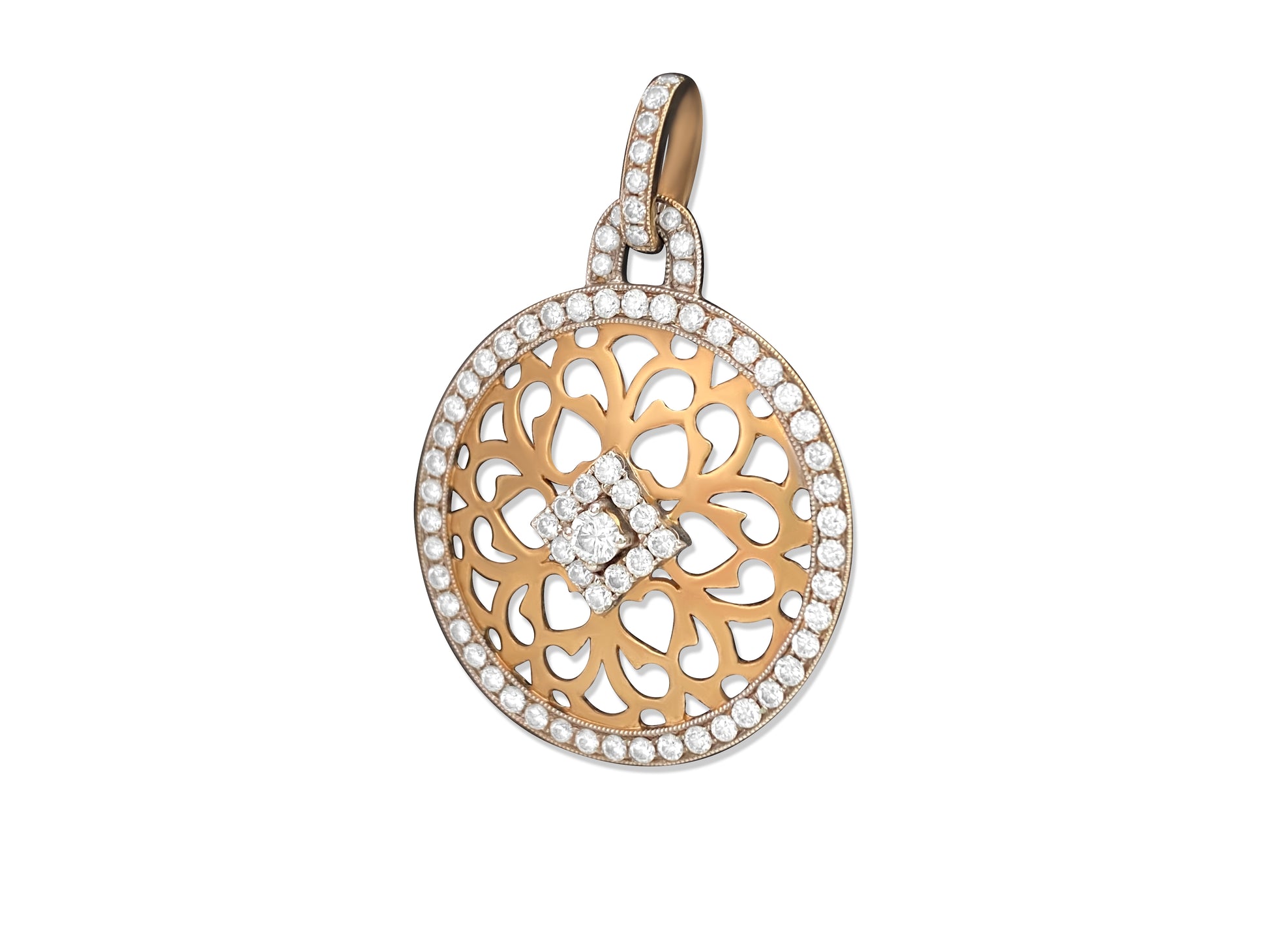Two Tone Italian 18k Yellow Gold & Diamond Pendant - Prince The Jeweler two-tone-italian-18k-yellow-gold-diamond-pendant, Necklaces & Pendants