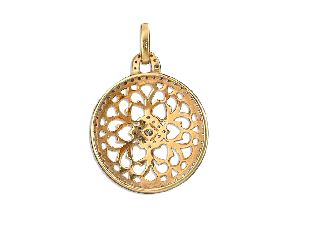 Two Tone Italian 18k Yellow Gold & Diamond Pendant - Prince The Jeweler two-tone-italian-18k-yellow-gold-diamond-pendant, Necklaces & Pendants