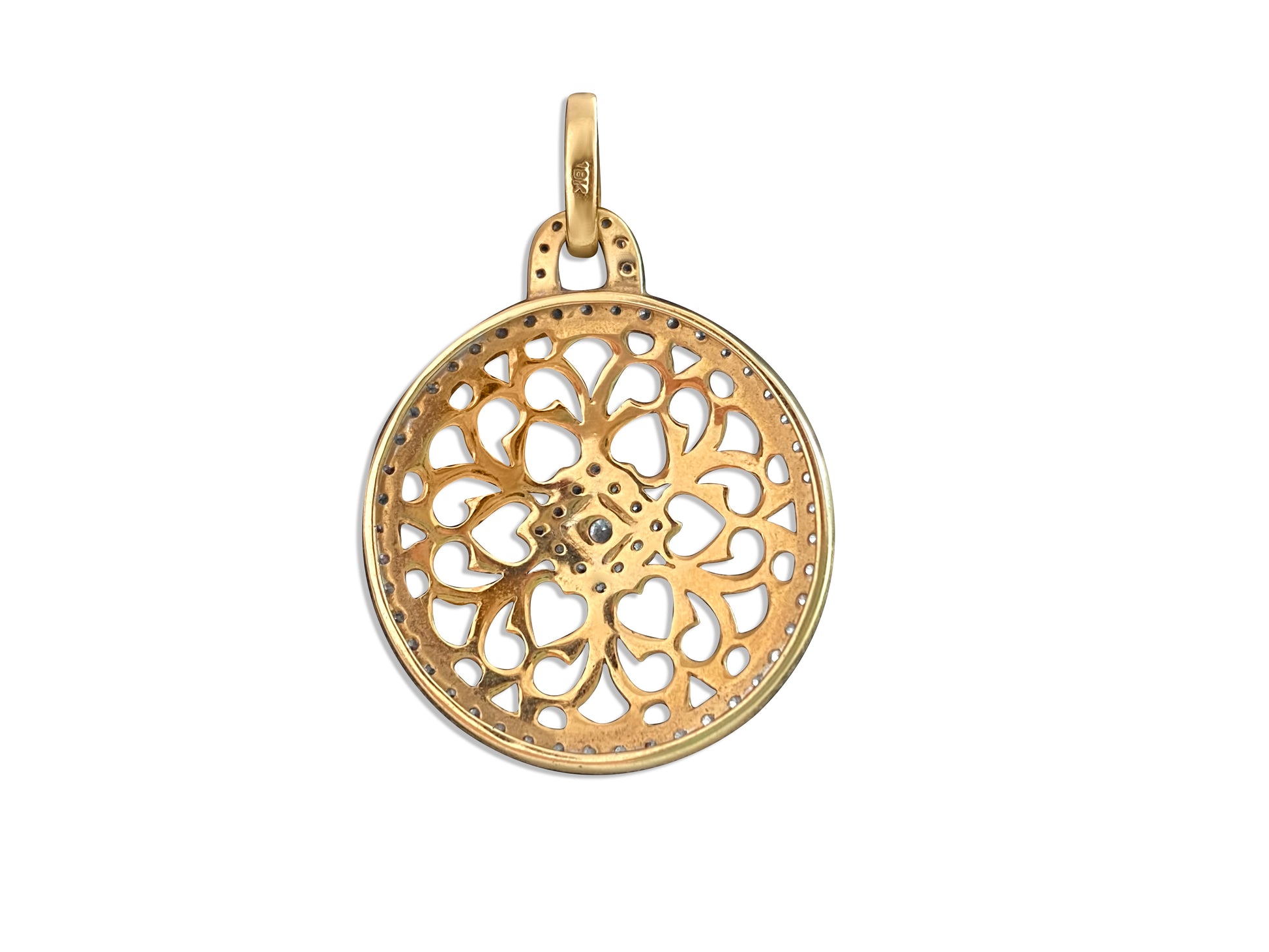 Two Tone Italian 18k Yellow Gold & Diamond Pendant - Prince The Jeweler two-tone-italian-18k-yellow-gold-diamond-pendant, Necklaces & Pendants