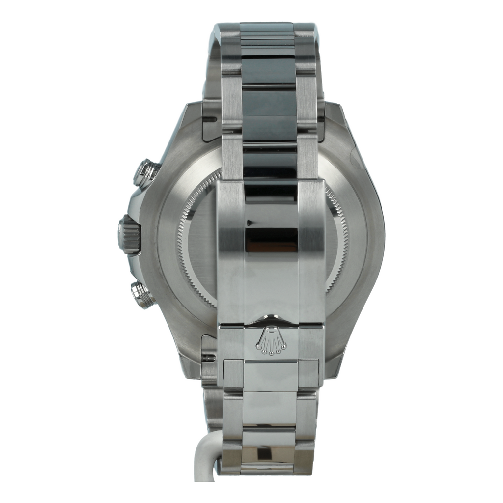 Stainless steel Rolex Yacht-Master II men's luxury watch with blue dial and chronograph features.
